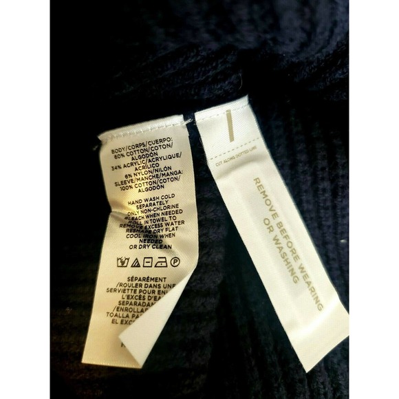 Ann Taylor Blue V-Neck Pull-Over Sweater Top Floral Eyelet Short Puff Sleeves XS - Picture 5 of 5